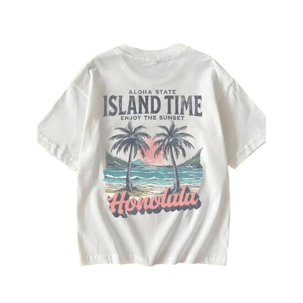 Shein Honolulu White Short Sleeve T-Shirt Women's S